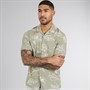 French Connection Mens Short Sleeve Floral Viscose Shirt Khaki
