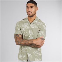 French Connection Mens Short Sleeve Floral Viscose Shirt Khaki