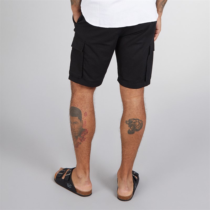 French Connection Mens Cargo Linen Shorts Black