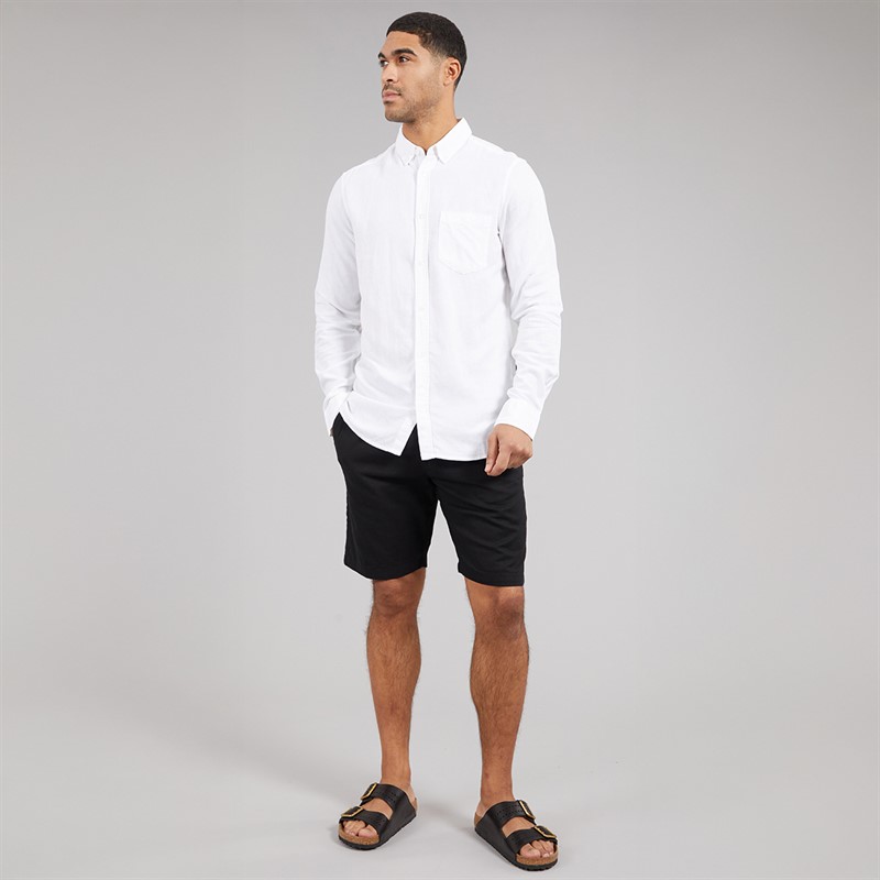 French Connection Mens Drawstring Linen Shorts Black