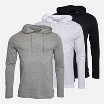 French Connection Mens Crown Three Pack Long Sleeve Tops Multi 3 - Marine/Light Grey Mel/White