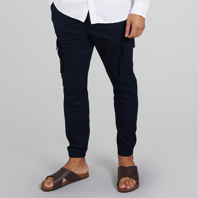 French Connection Mens Linen Cargos Marine