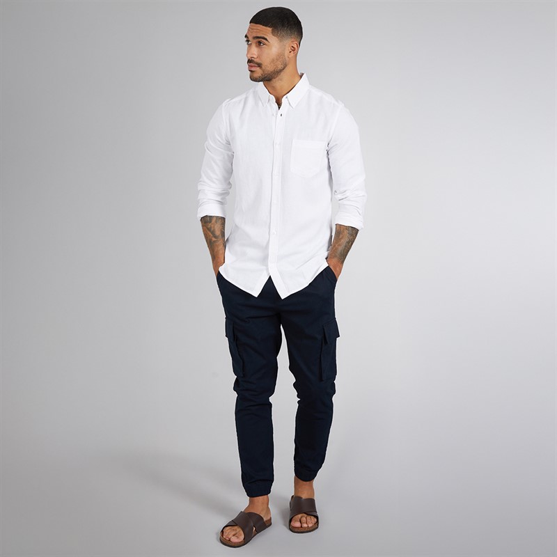 French Connection Mens Linen Cargos Marine