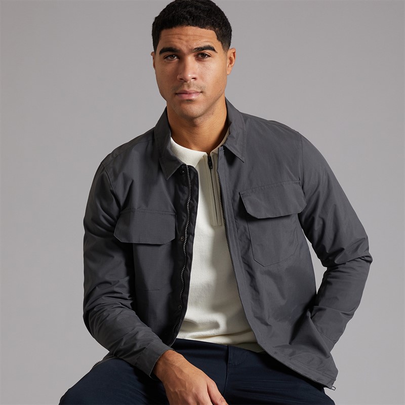 French Connection Mens Tech Overshirt Charcoal