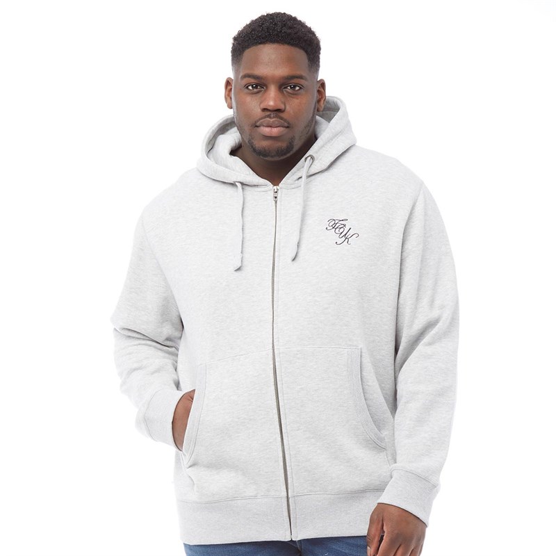 Buy French Connection Mens Plus Size Script Zip Hoodie Light Grey ...