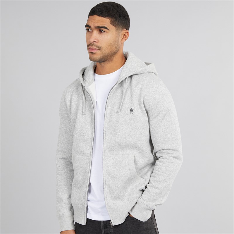 French Connection Mens FC Zip Hoodie Light Grey Mel/Marine Lgt Grey Mel/Marine