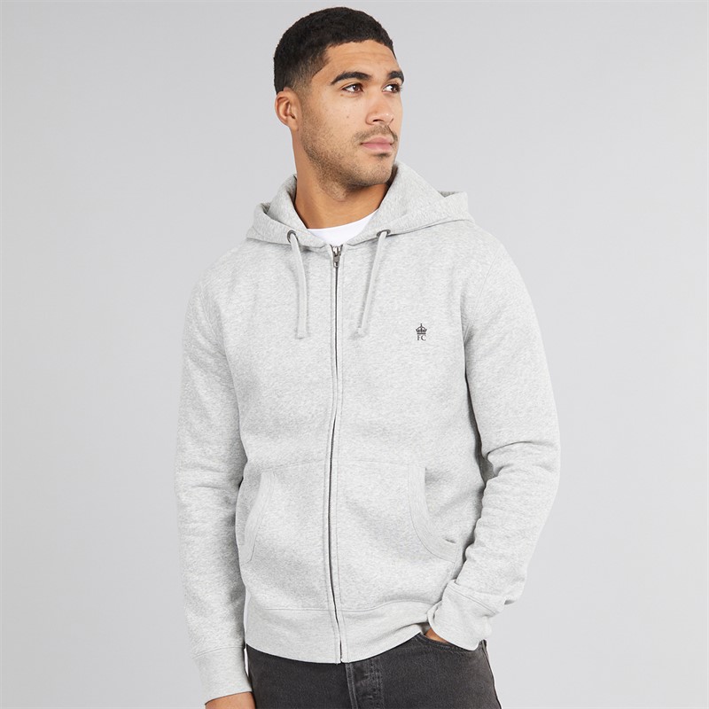 French Connection Mens FC Zip Hoodie Light Grey Mel/Marine Lgt Grey Mel/Marine