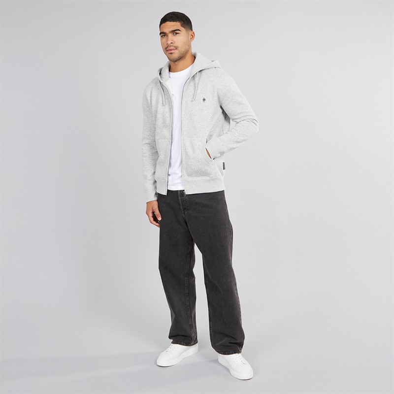 French Connection Mens FC Zip Hoodie Light Grey Mel/Marine Lgt Grey Mel/Marine