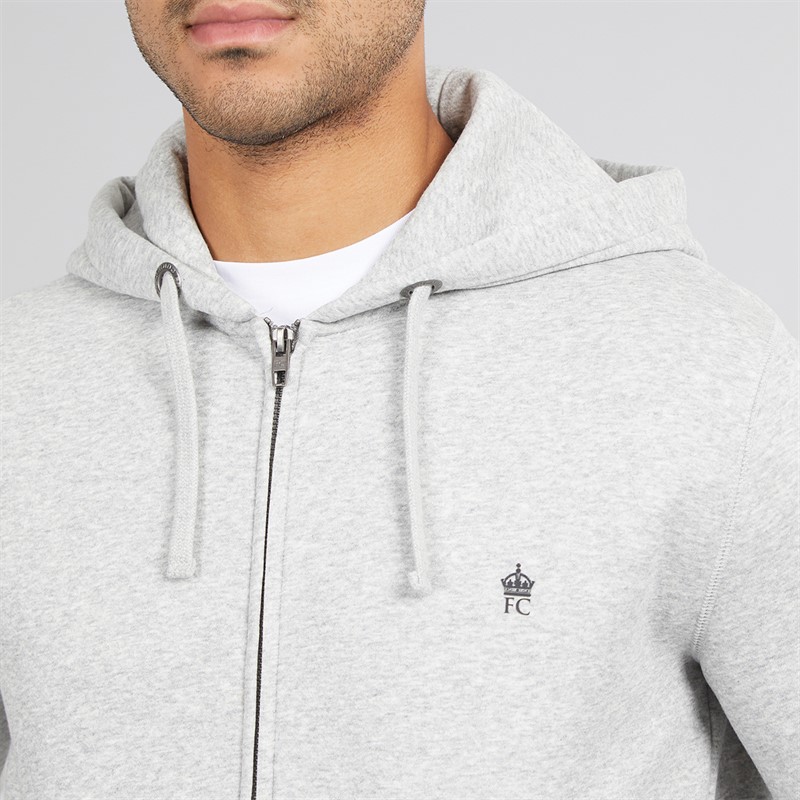 French Connection Mens FC Zip Hoodie Light Grey Mel/Marine Lgt Grey Mel/Marine