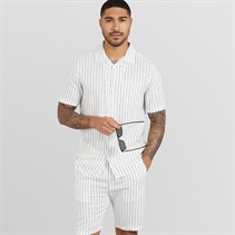 French Connection Mens Linen Stripe Set Ecru/Marine