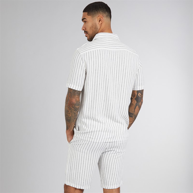 French Connection Mens Linen Stripe Set Ecru/Marine