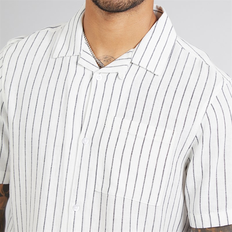 French Connection Mens Linen Stripe Set Ecru/Marine