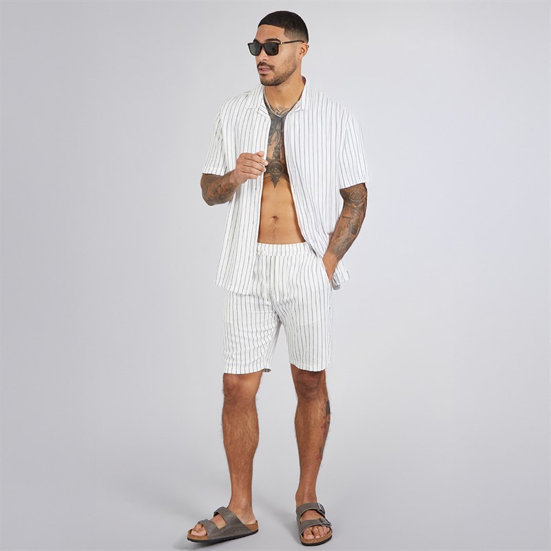 French Connection Mens Linen Stripe Set Ecru/Marine
