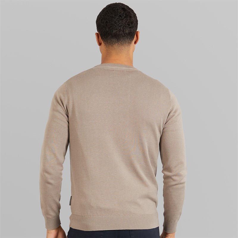 French Connection Mens Cotton Crew Neck Jumper Mink