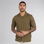 French Connection Mens Short Sleeve Linen Shirt Khaki