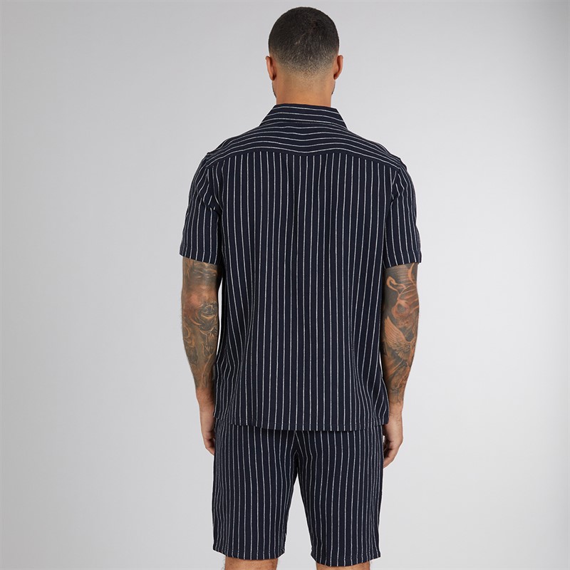 French Connection Mens Linen Stripe Set Marine/Ecru