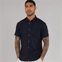 French Connection Mens Short Sleeve Linen Shirt Marine