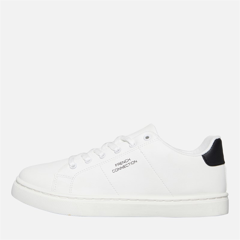 French Connection Boys Junior Contrast Heel Tennis Trainers White/Black/White Sole