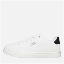 French Connection Boys Junior Contrast Heel Tennis Trainers White/Black/White Sole