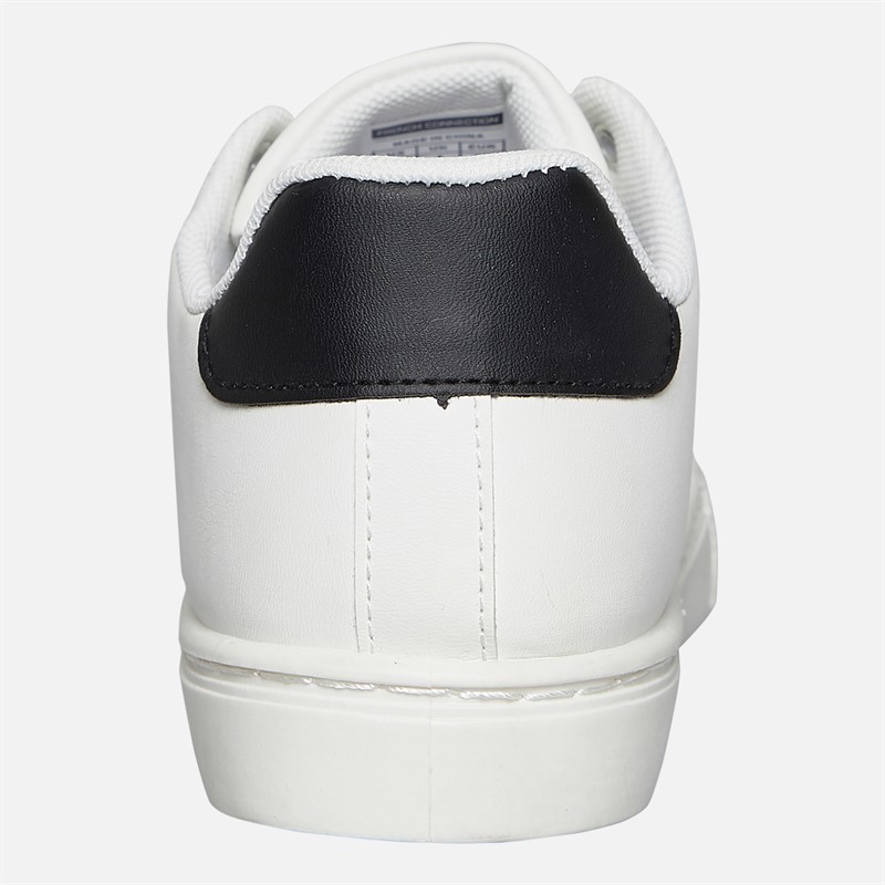 French Connection Boys Junior Contrast Heel Tennis Trainers White/Black/White Sole