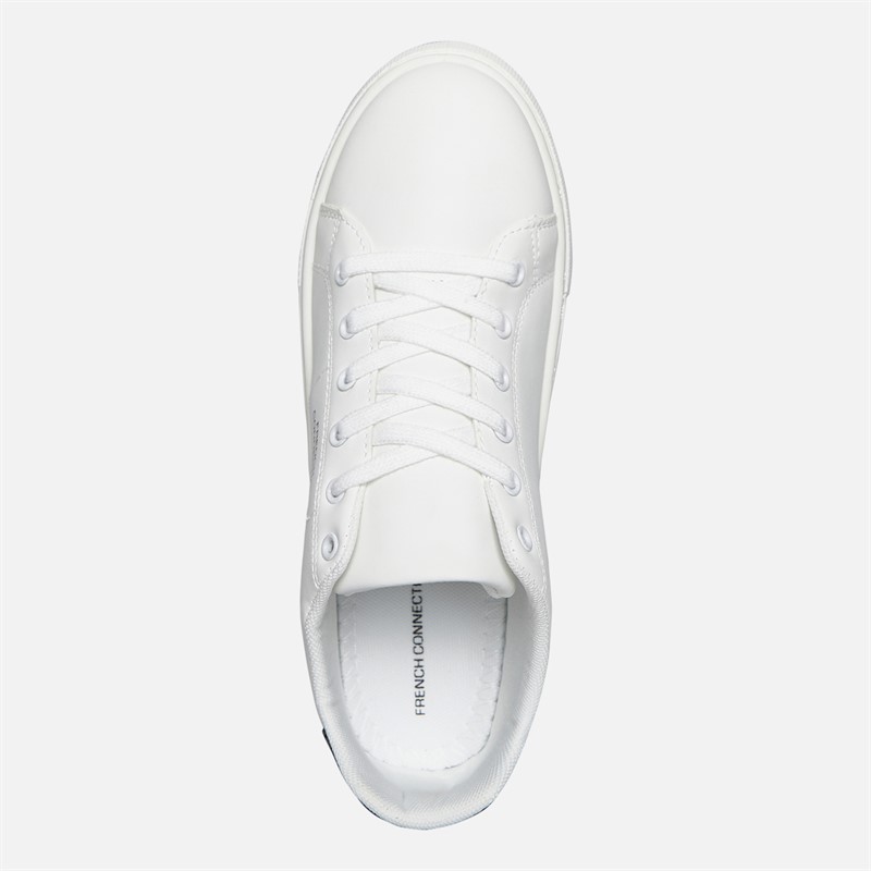 French Connection Boys Junior Contrast Heel Tennis Trainers White/Black/White Sole