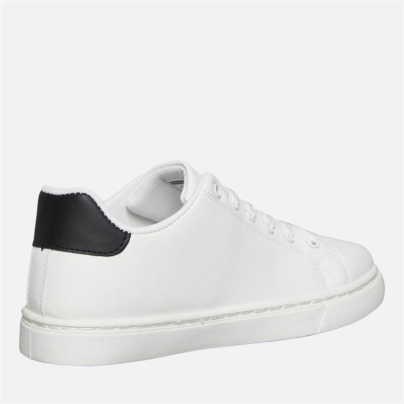 French Connection Boys Junior Contrast Heel Tennis Trainers White/Black/White Sole