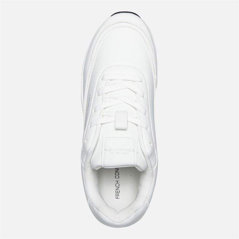 French Connection Junior Suede Block Trainers White (Black Sole)