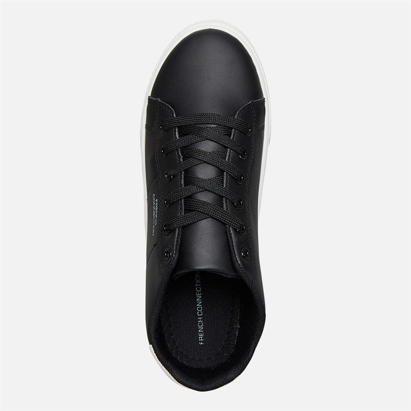 French Connection Boys Junior Contrast Heel Tennis Trainers Black/White/White Sole