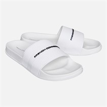 French Connection Herren Riemen Schlappen Weiß/Black Logo