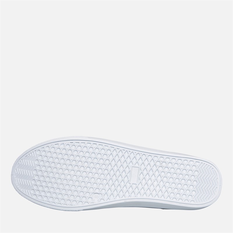 French Connection Herren FCUK Deck Slip On Canvas Sneaker Weiss/Tan At Heel