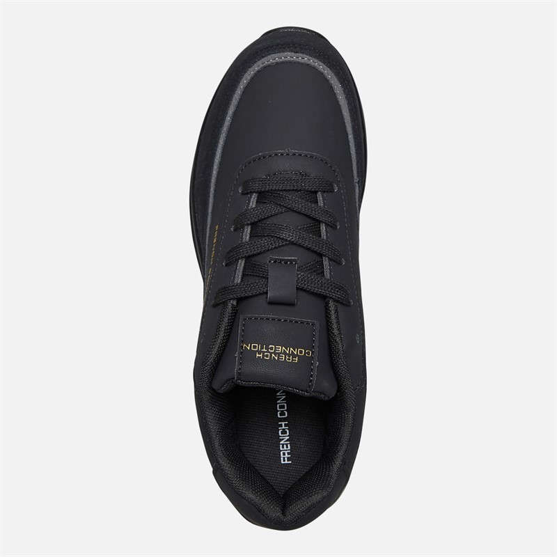 French Connection Junior Suede Block Trainers Black (Black Sole)