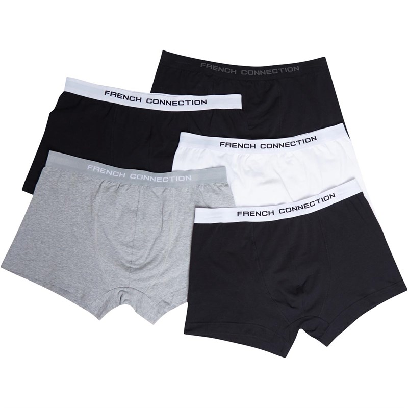 Buy French Connection Mens Plus Size Five Pack FC Boxers Black/Black
