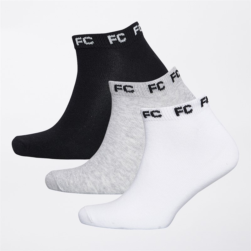 French Connection Mens FC Three Pack Trainer Socks Multi 1 Black/Light Grey Melange/White