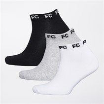 French Connection Mens FC Three Pack Trainer Socks Multi 1 Black/Light Grey Melange/White