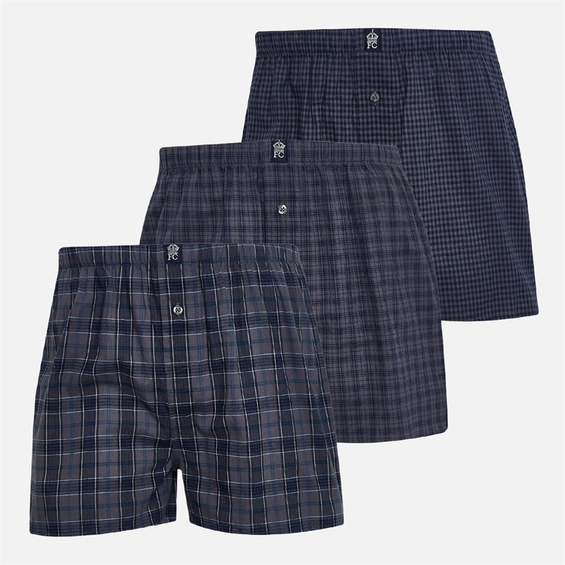 French Connection Mens FC Three Pack Woven Boxers Multi 1 Check/Gingham/Check