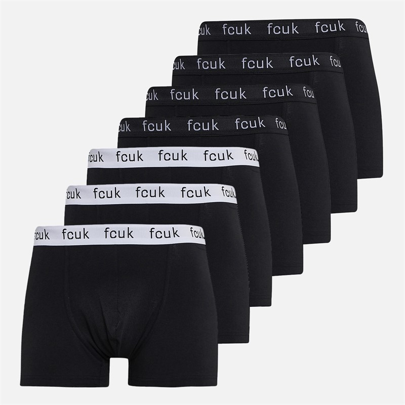 French Connection Mens FCUK Seven Pack Boxer Trunks FCUK 12 Black Fcuk 12 Black/Black/Black/Black/Black/Black/Black