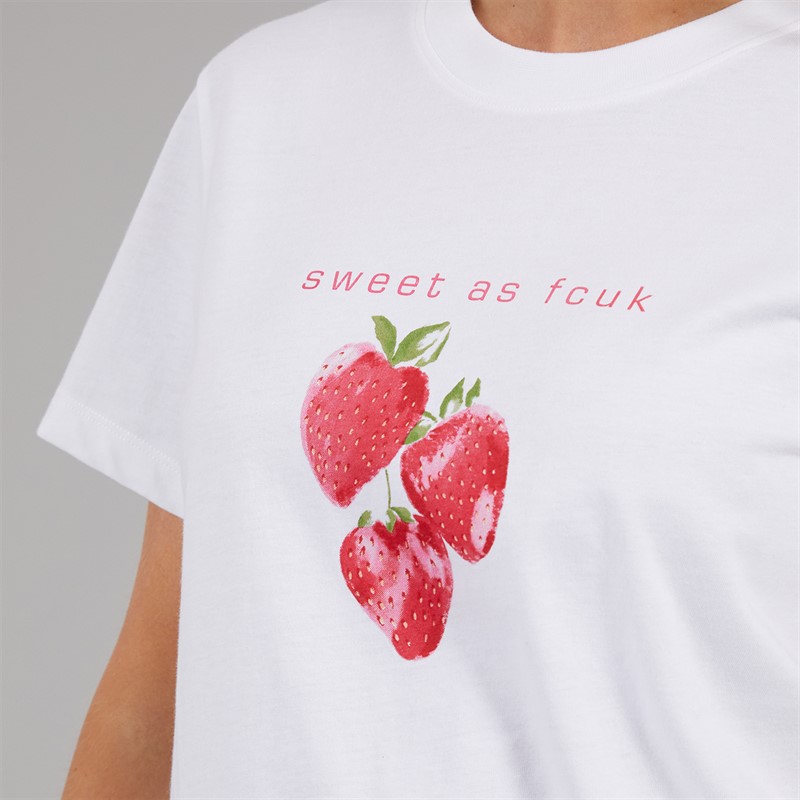 French Connection Womens Sweet As Short PJ Set White/Coral Pink