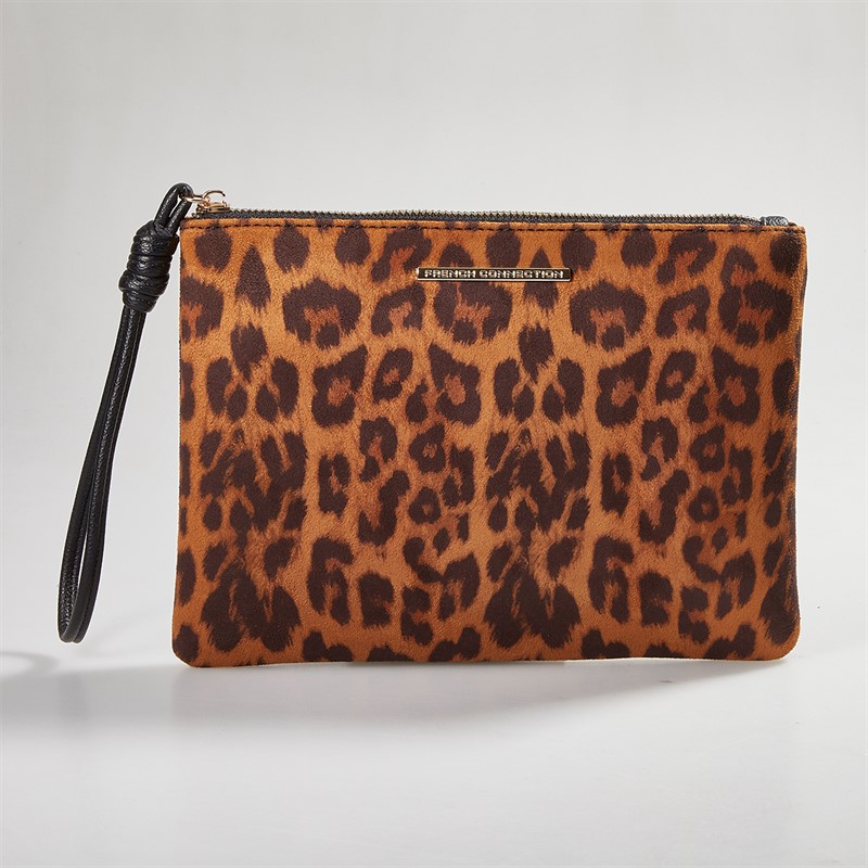 French Connection Womens FC Leopard Pouch Bag Multi