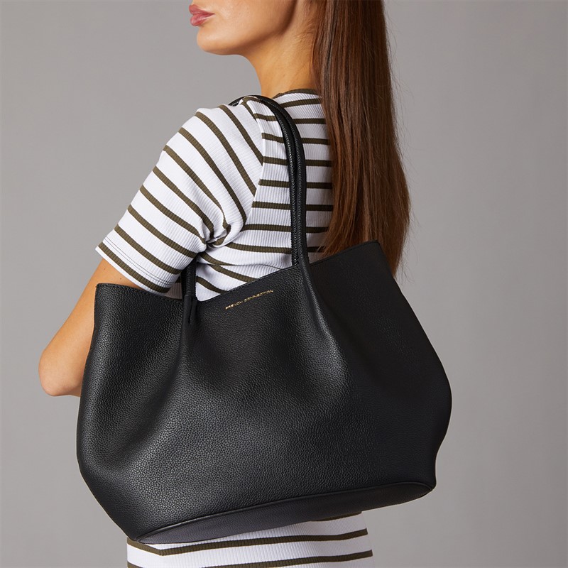 French Connection Womens FC Grainy Tote Bag Black