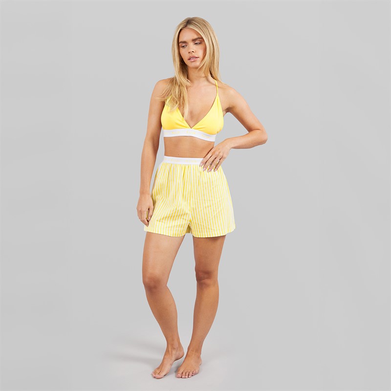 French Connection Womens FCUK Boxer Set Lemon/White/Lemon