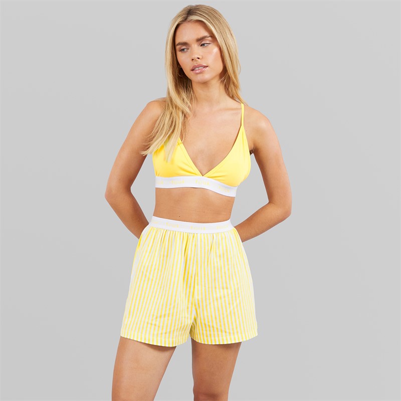 French Connection Womens FCUK Boxer Set Lemon/White/Lemon