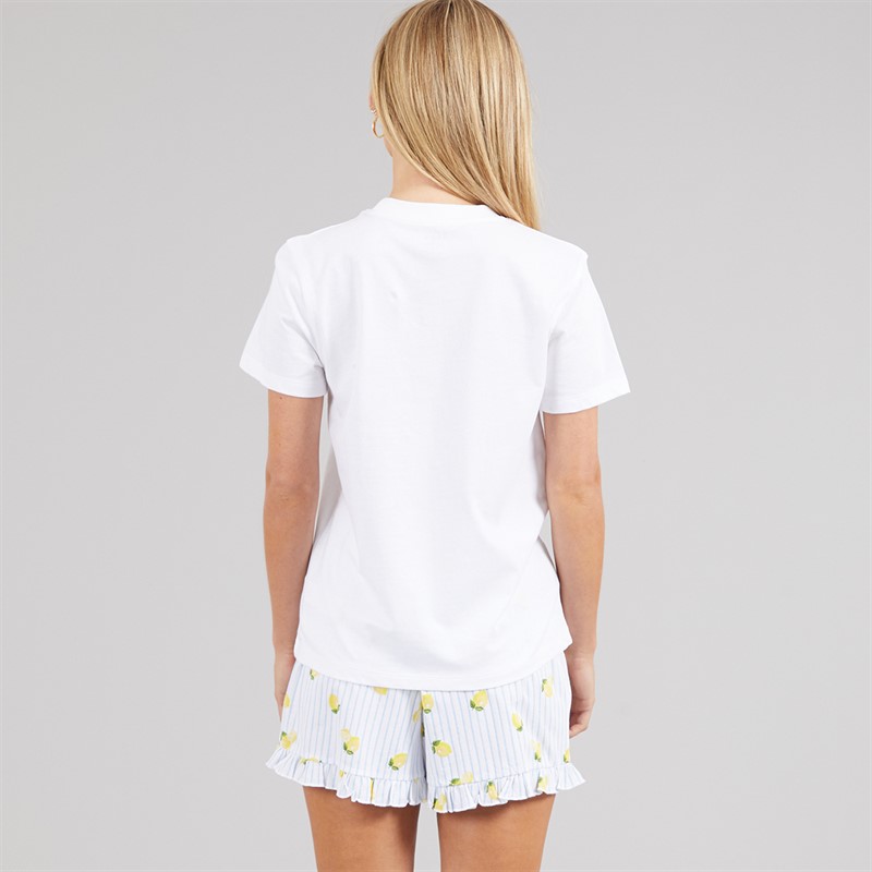 French Connection Womens Fruity As Shorts PJ Set White/Sky Blue