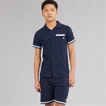 French Connection Boys Polo Shirt And Shorts Co-Ord Set Marine/White/Sky Blue Marine / White / Sky Blue