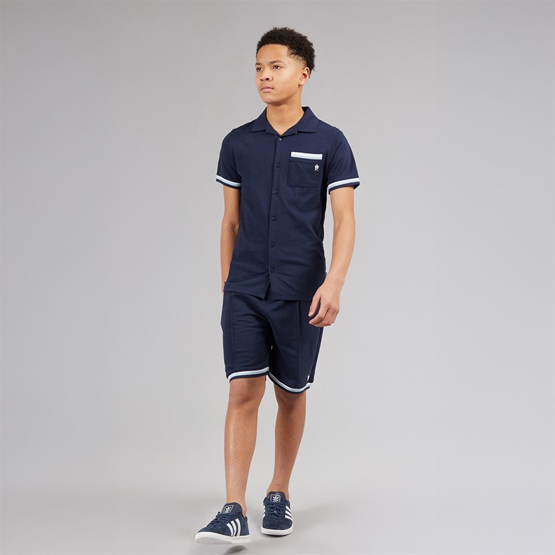 French Connection Boys Polo Shirt And Shorts Co-Ord Set Marine/White/Sky Blue Marine / White / Sky Blue