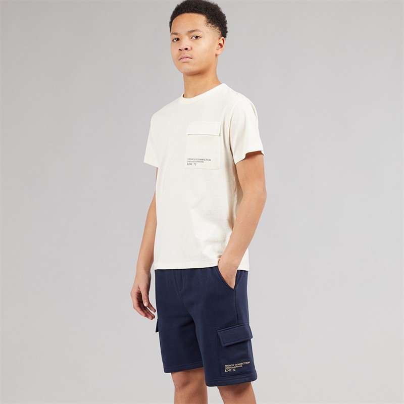 French Connection Boys Utility T-Shirt and Shorts Set Stone/Marine Stone / Marine