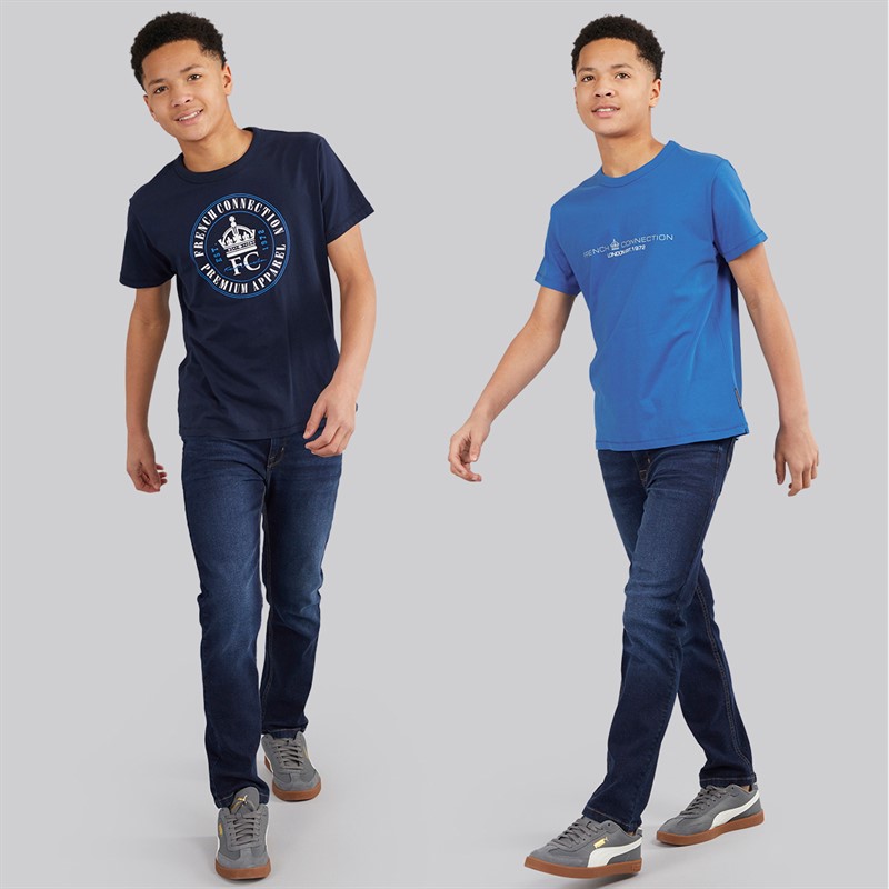 French Connection Boys Two Pack T-Shirts Marine/Royal Blue Marine / Royal Blue