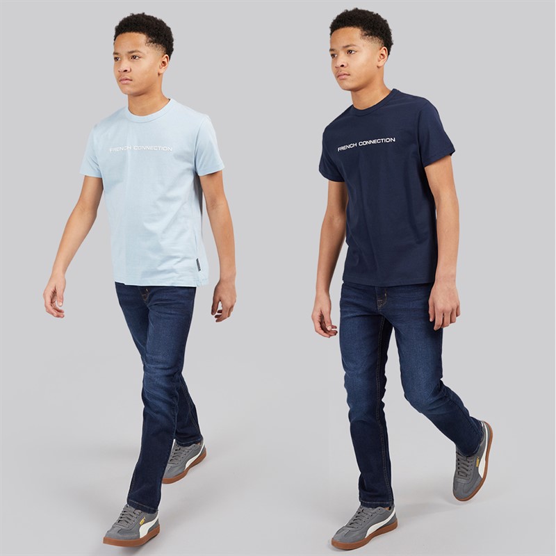 French Connection Boys Two Pack T-Shirts Marine/White/Sky Blue/White Marine / White / Sky Blue / White