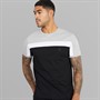 French Connection Mens Block Piping T-Shirt Light Grey Mel/White/Black Lgt Grey Mel/White/Black