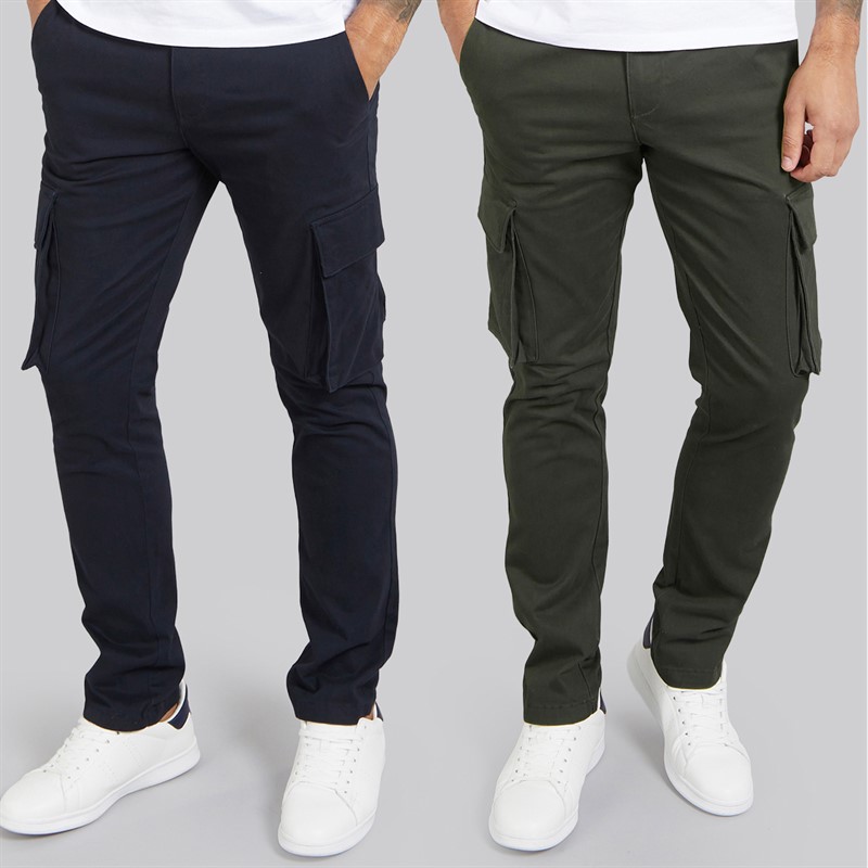 French Connection Mens Two Pack Cargos Pants Marine/Khaki