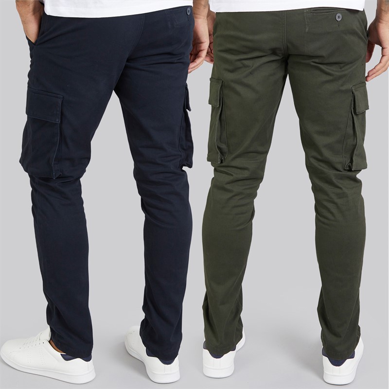 French Connection Mens Two Pack Cargos Pants Marine/Khaki